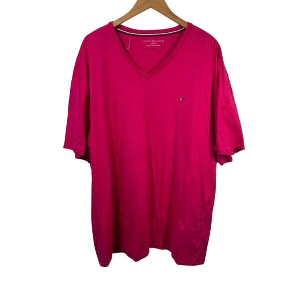 Tommy Hilfiger Shirt Men XXXL Pink Nantucket Short Sleeve 100% Cotton Minimal - Picture 1 of 7